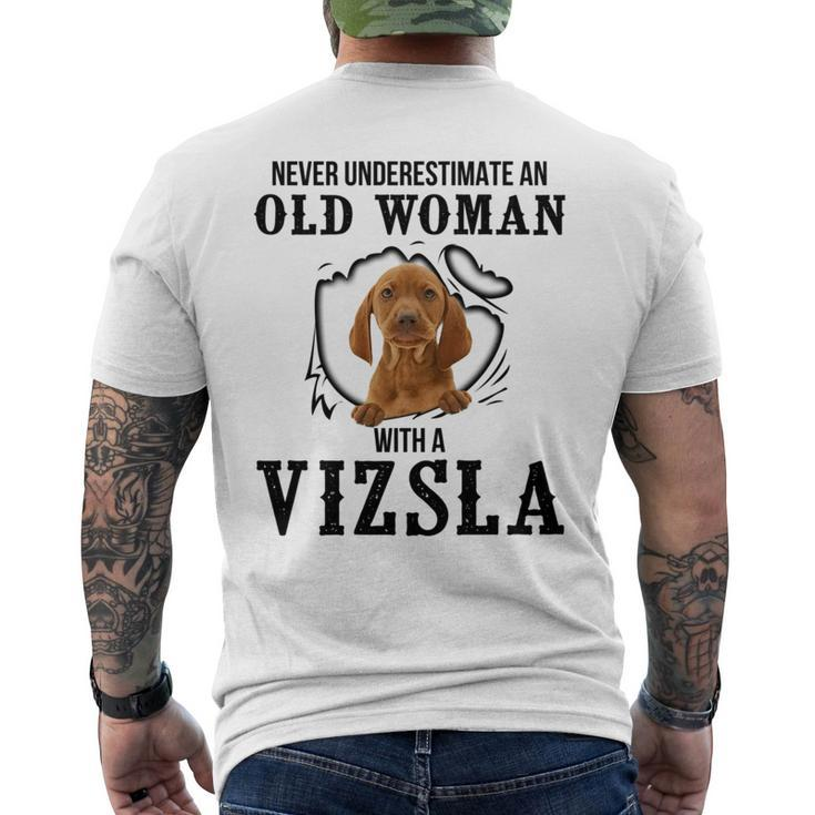 Never Underestimate An Old Woman With A Vizsla Old Woman Funny Gifts Mens Back Print T-shirt