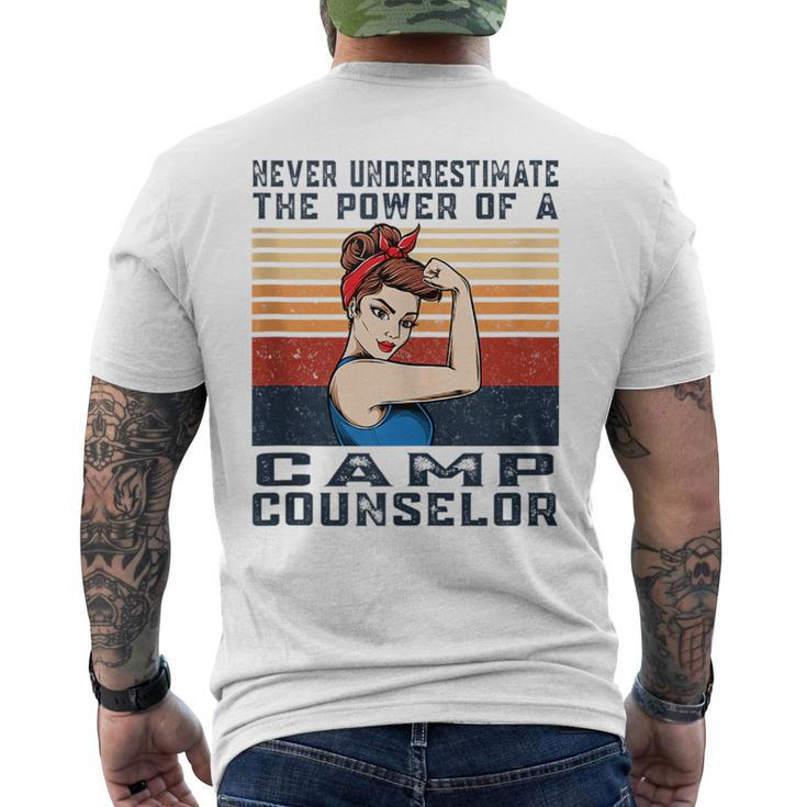 Never Underestimate The Powerss Of Camps Counselor Mens Back Print T-shirt