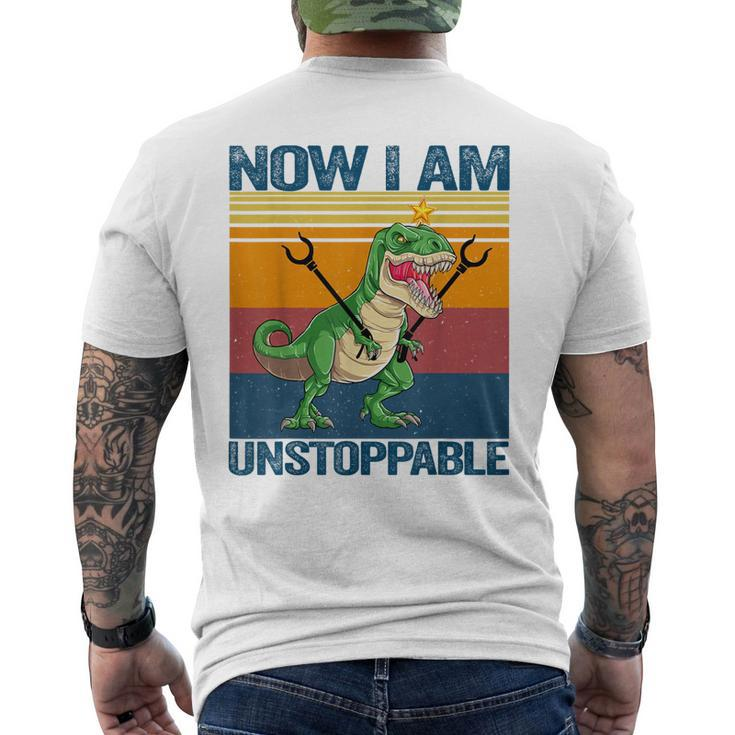 Now I Am Unstoppable T-Rex Dinosaur Funny Retro Vintage  Mens Back Print T-shirt