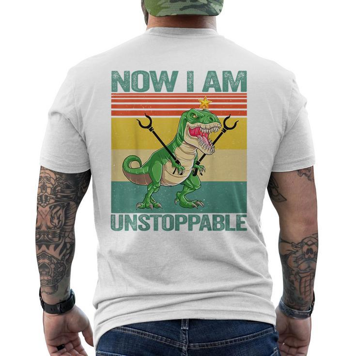 Now I Am Unstoppable T-Rex Funny Dinosaur Retro Vintage Gift  Mens Back Print T-shirt