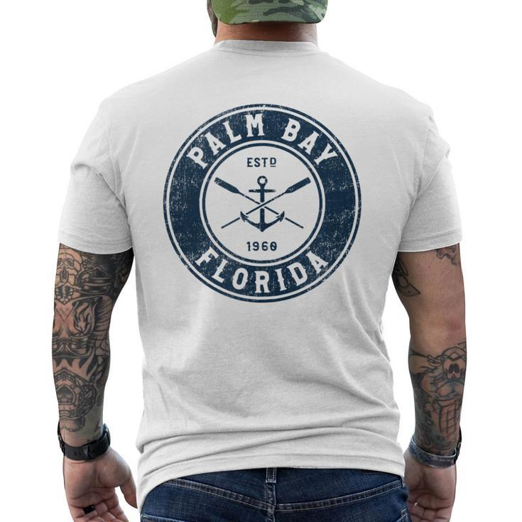 Palm Bay Florida Fl Vintage Boat Anchor & Oars  Mens Back Print T-shirt