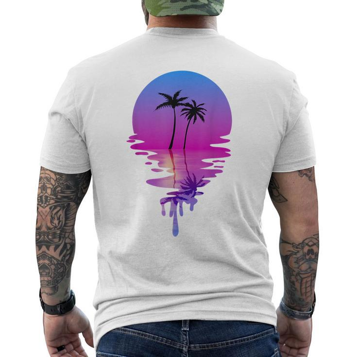 Palm Trees Beach  Sunset Beach Lovers Summer Vacation  Mens Back Print T-shirt