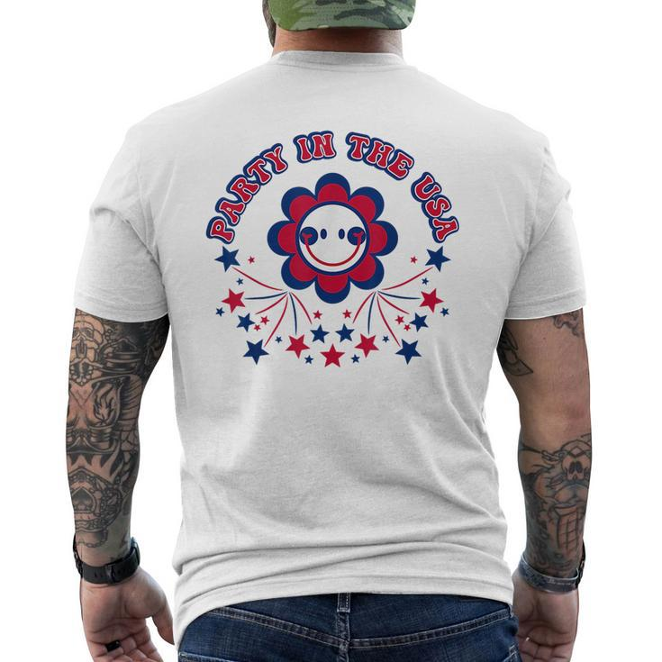 Party In The Usa Groovy Design 4Th Of July Usa Funny Gifts Mens Back Print T-shirt