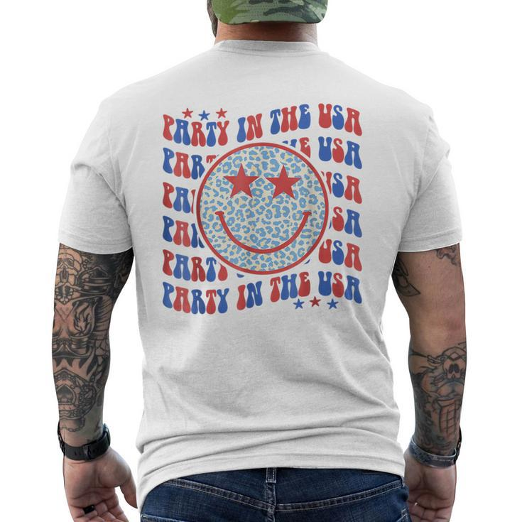 Party In The Usa Hippie Smile Face Leopard 4Th Of July Men's T-shirt Back Print