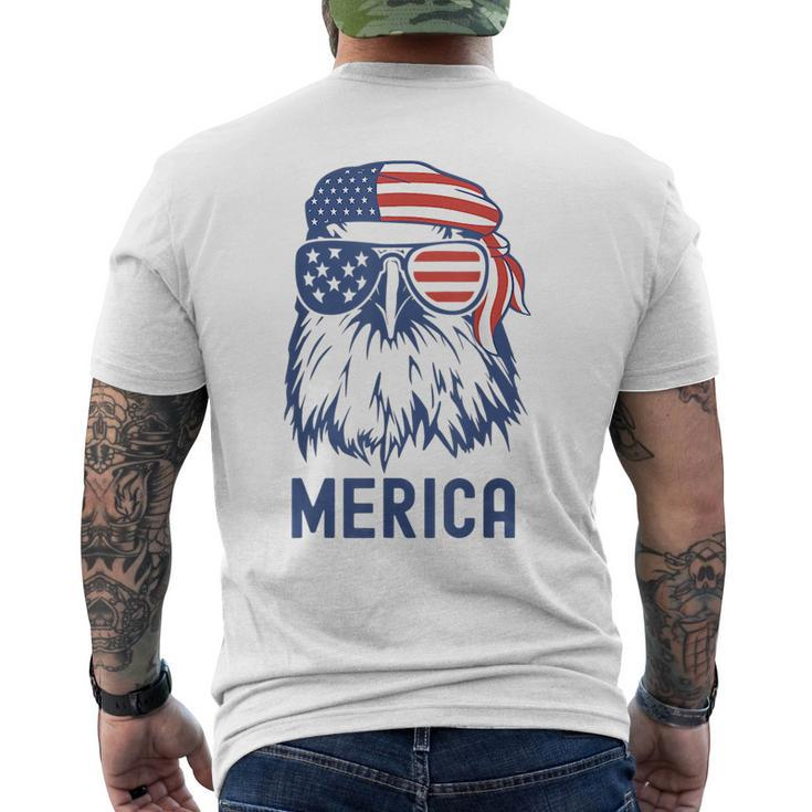 Patriotic Eagle Merica 4Th Of July Sunglasses American Flag  Men's Crewneck Short Sleeve Back Print T-shirt