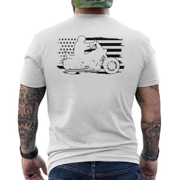 Patriotic Motorcycle Vintage American Us Flag Biker Men's Crewneck Short Sleeve Back Print T-shirt