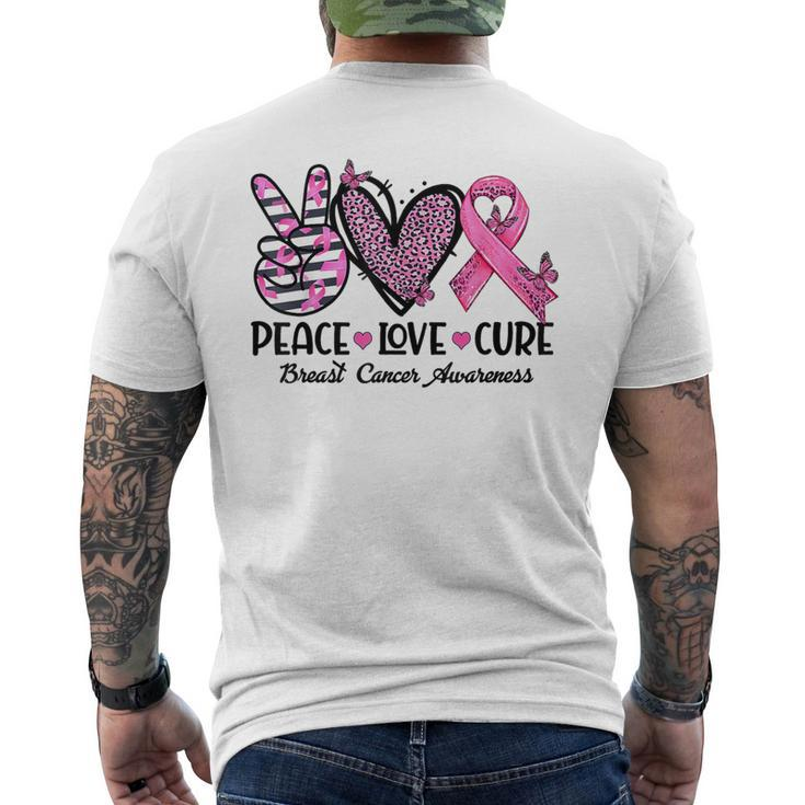 Peace Love Cure Pink Ribbon Heart Breast Cancer Awareness Men's T-shirt Back Print