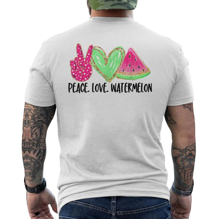Peace Love Watermelon Funny Beach Summer Vacation  Vacation Funny Gifts Mens Back Print T-shirt
