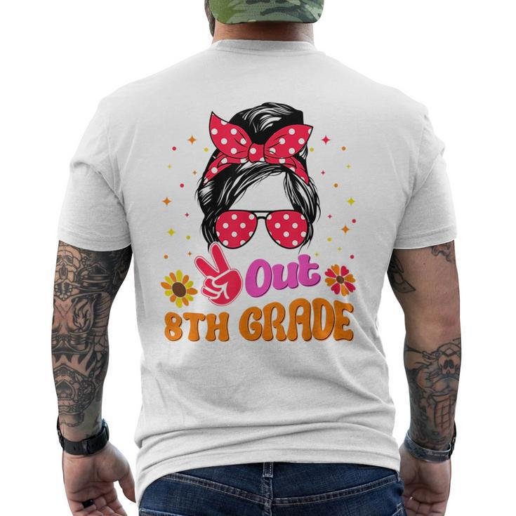Peace Out 8Th Grade Graduation 2023 Graduate Messy Bun Girls  Mens Back Print T-shirt