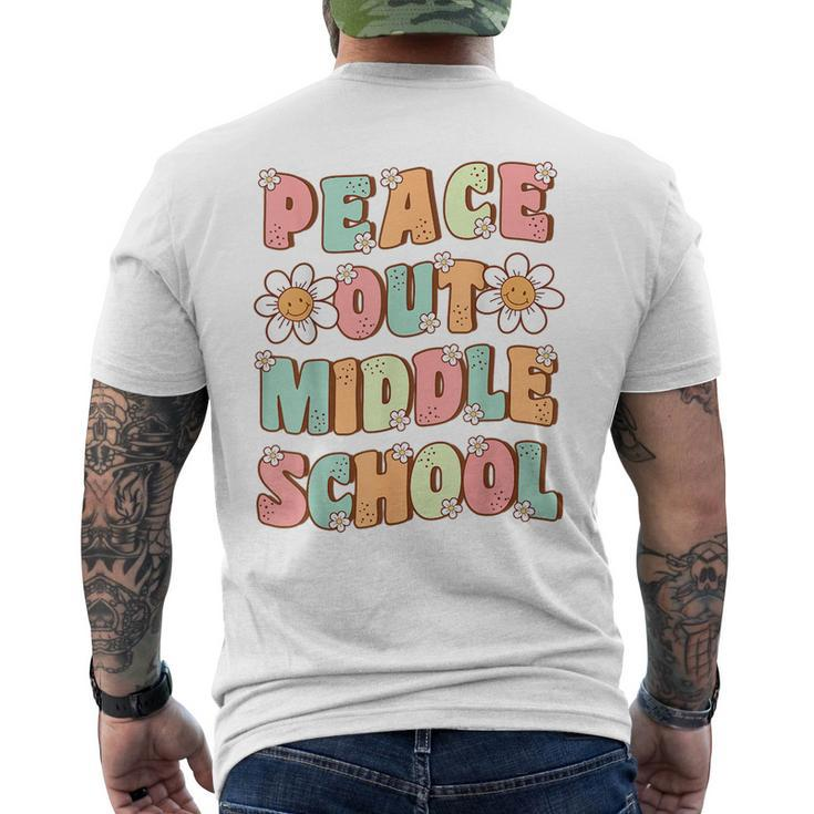 Peace Out Middle School Graduation Groovy Last Day Of School Mens Back Print T-shirt