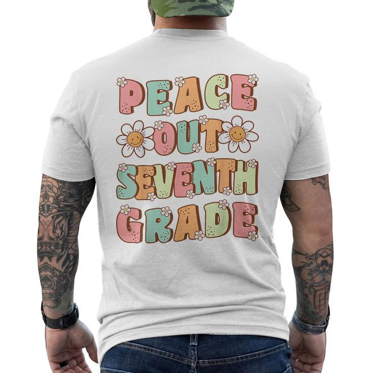 Peace Out Seventh Grade Cute Groovy Last Day Of 7Th Grade Mens Back Print T-shirt