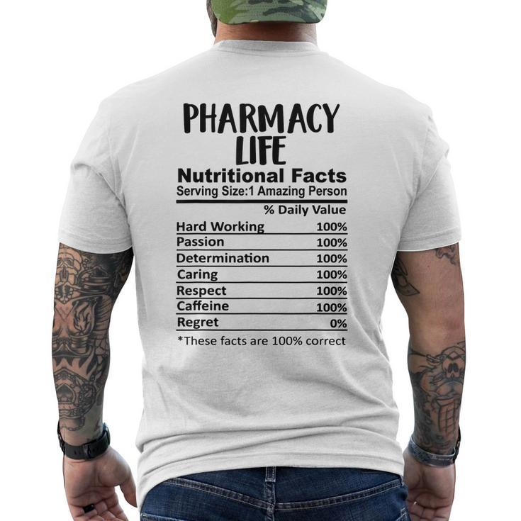 Pharmacy Life Nutrition Facts Funny  Mens Back Print T-shirt