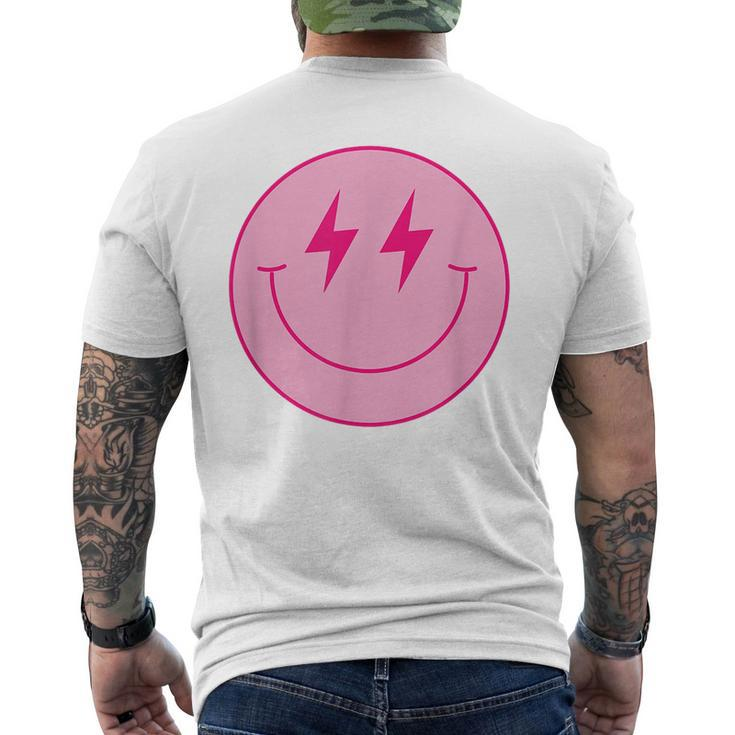 Pink Smile Face Cute Happy Lightning Smiling Face Men's T-shirt Back Print