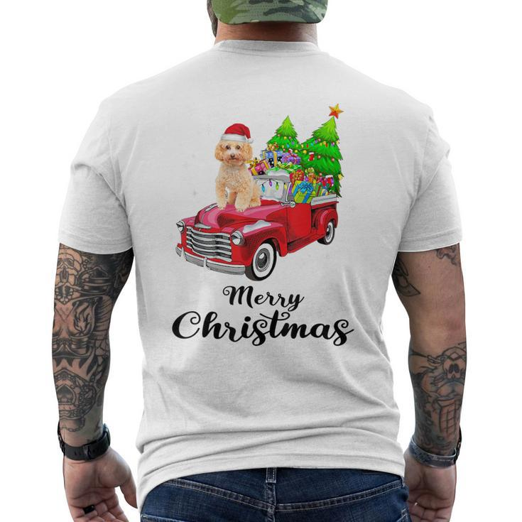 Poodle Ride Red Truck Christmas Pajama Men's T-shirt Back Print