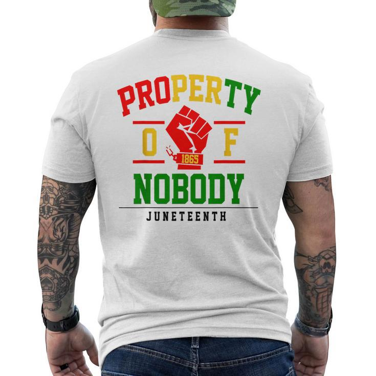 Property Nobody Black Freedom Junenth 1865 African Fist  Mens Back Print T-shirt