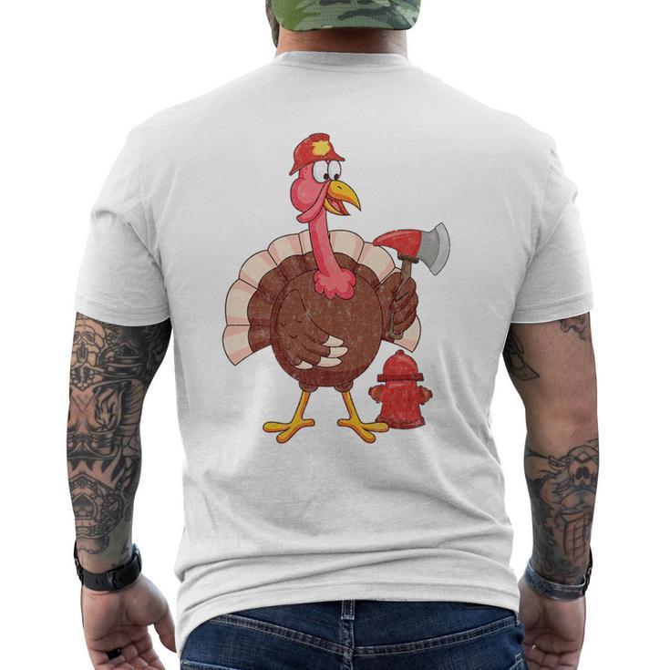 Proud Firefighter Turkey - Funny Fireman Thanksgiving  Mens Back Print T-shirt