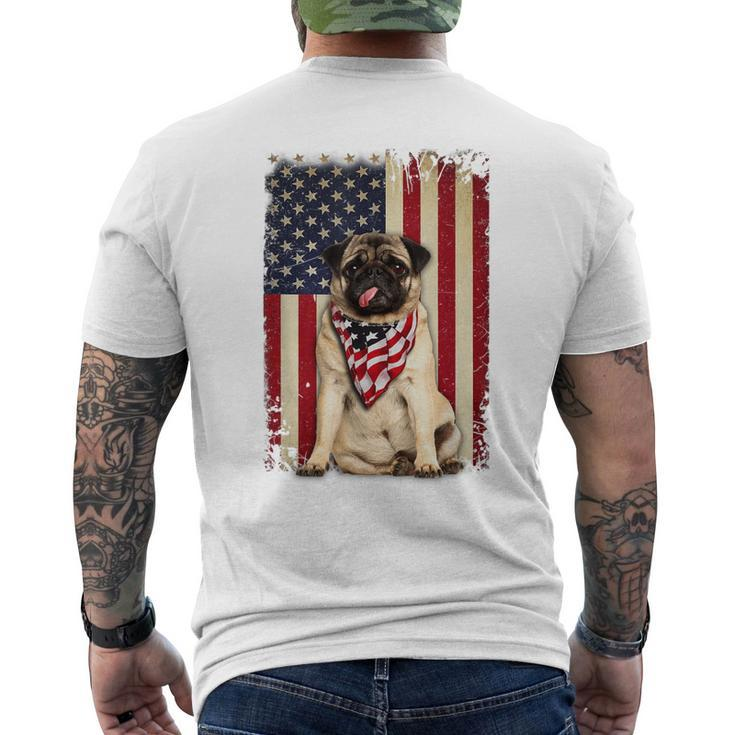 Pug American Flag 4Th Of July Independence Men's Back Print T-shirt