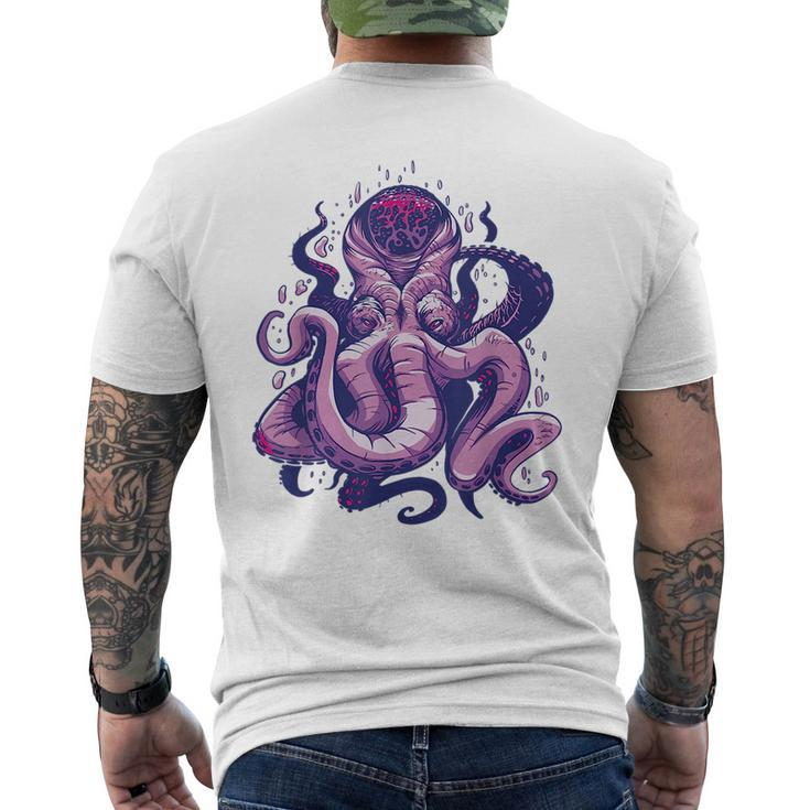Purple Kraken Sea Ocean Monster Cool Scary Creature  Mens Back Print T-shirt