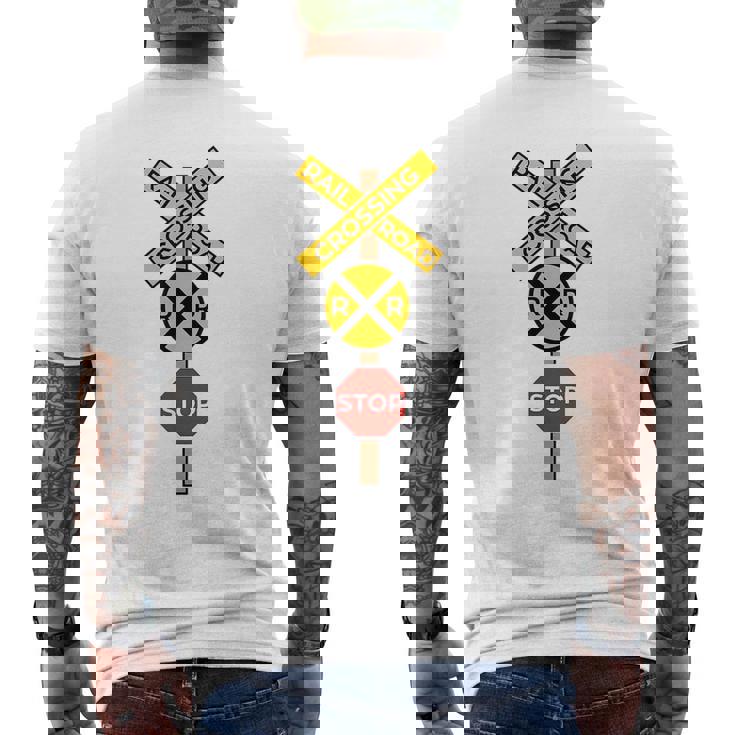 Railroad Crossing  | Cute Road Sign Crossing  Gift Mens Back Print T-shirt