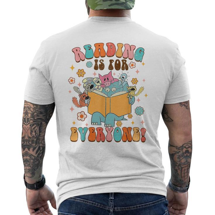 Reading Is For Everyone Book Lover Bookworm Bookish Groovy Reading Funny Designs Funny Gifts Mens Back Print T-shirt