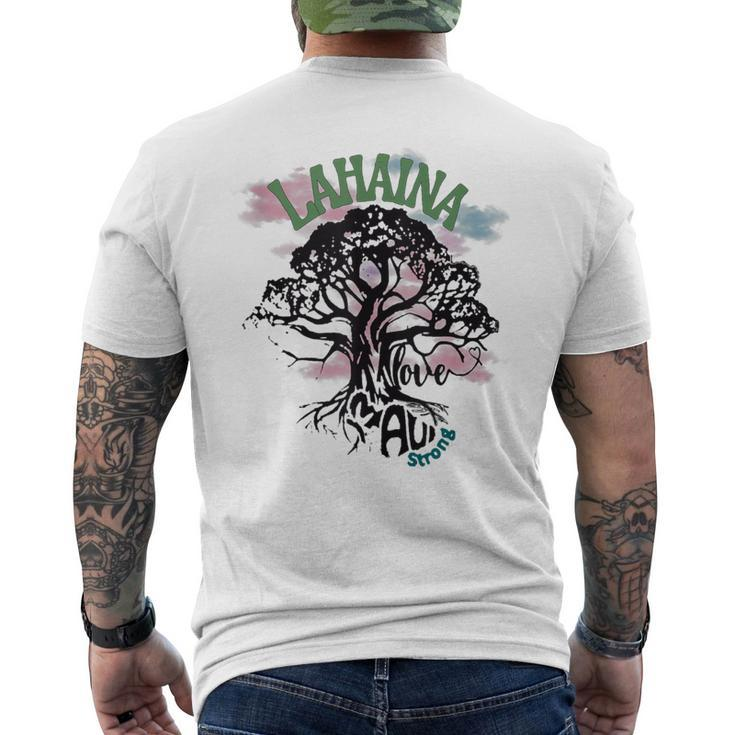 Retro Lahaina Strong Love Maui Support Hawaii Trees Men's T-shirt Back Print