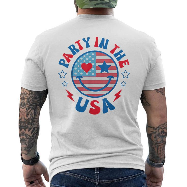 Retro Party In The Usa 4Th Of July America Patriotic  Mens Back Print T-shirt