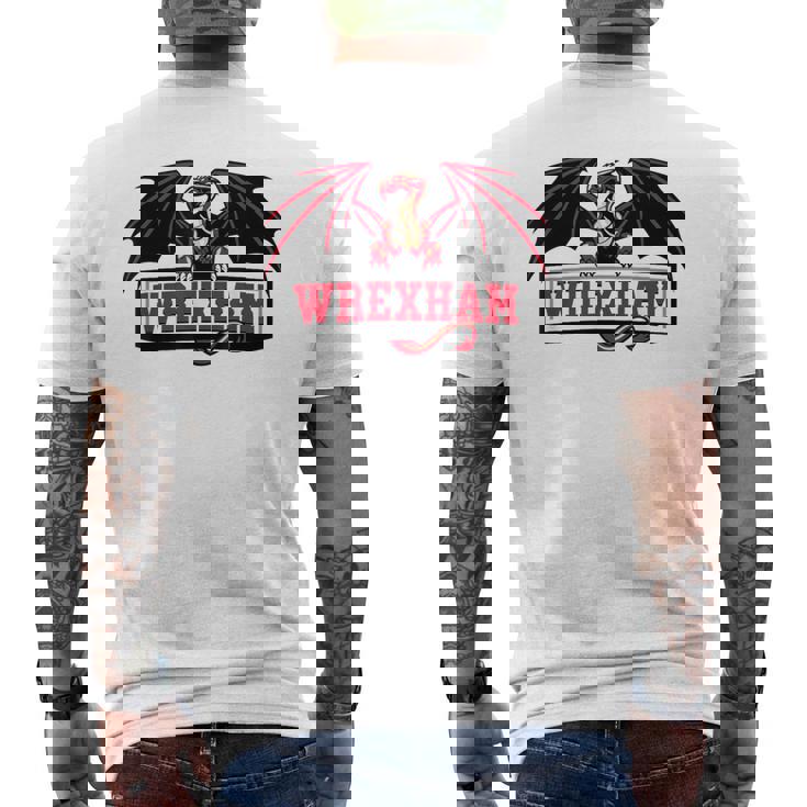 Retro Vintage Wrexham Wales Red Dragon Wrecsam Welsh Cymru Men's T-shirt Back Print