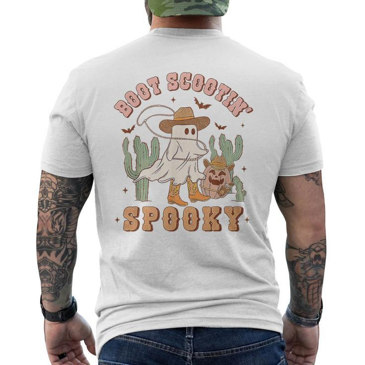 Retro Western Halloween Cowboy Ghost Boot Scootin Spooky Men's T-shirt Back Print