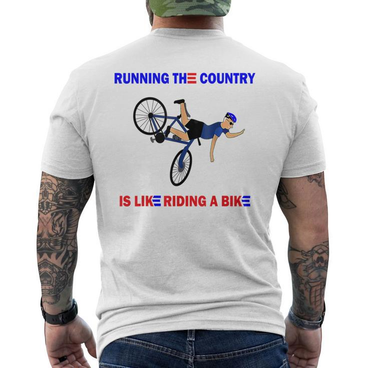 Running The Country Is Like Riding A Bike Funny Biden Fall Running Funny Gifts Mens Back Print T-shirt