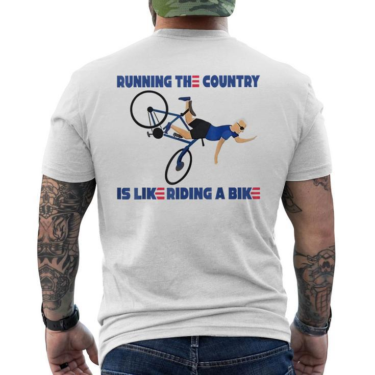 Running The Country Is Like Riding A Bike Funny Biden Running Funny Gifts Mens Back Print T-shirt