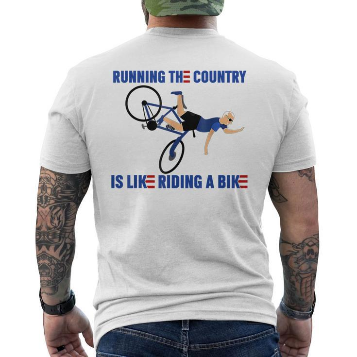 Running The Country Is Like Riding A Bike Joe Biden Funny Running Funny Gifts Mens Back Print T-shirt