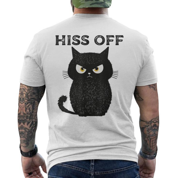Hiss Off Black Cat Hiss Off Meow Cat Men's T-shirt Back Print