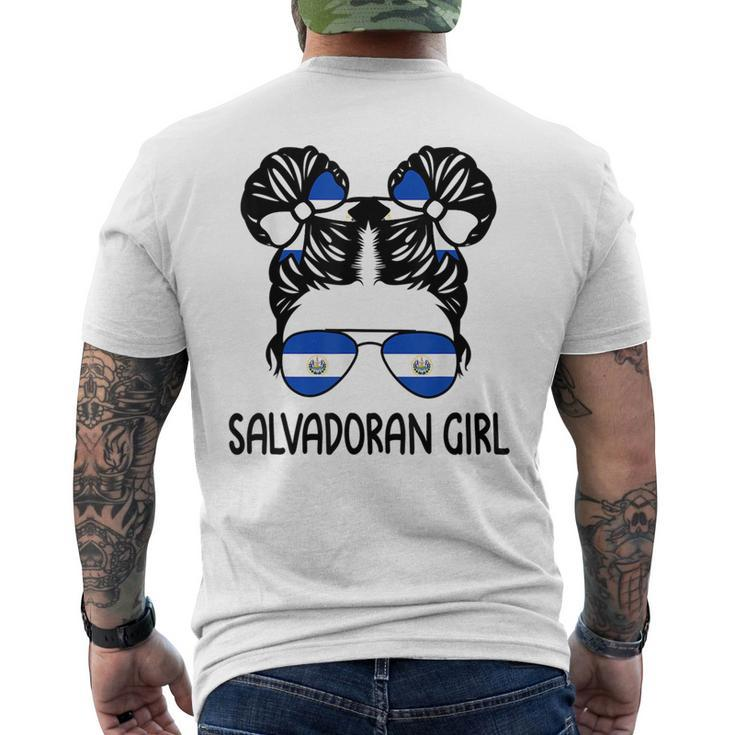 Salvadoran Girl Messy Hair El Salvador Pride Patriotic Kids Mens Back Print T-shirt