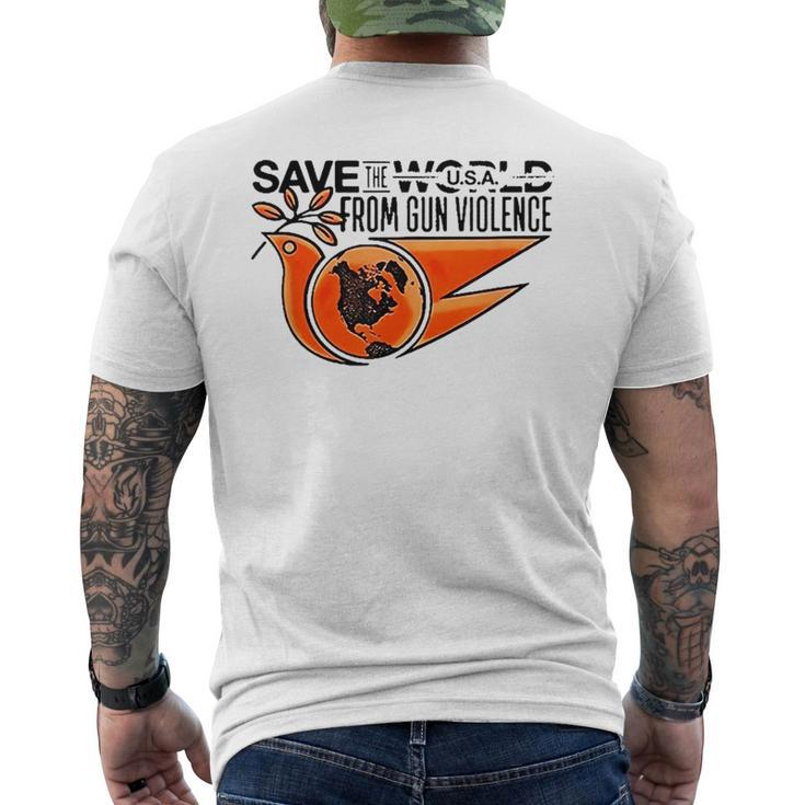 Save The World From Gun Violence  Mens Back Print T-shirt