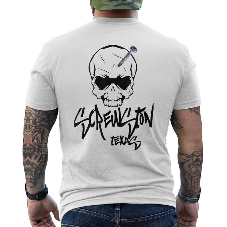 Screwston Texas Screwhead Skeleton Skull Men's T-shirt Back Print
