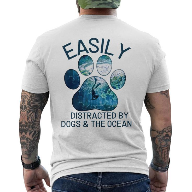 Scuba Diving Easily Distracted By Dogs And The Ocean Men's T-shirt Back Print