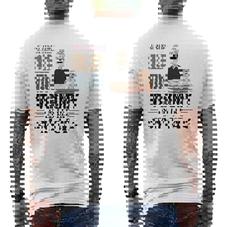 Im A Simple Old Man Im Grumpy And I Like My Cat Men's Back Print T-shirt