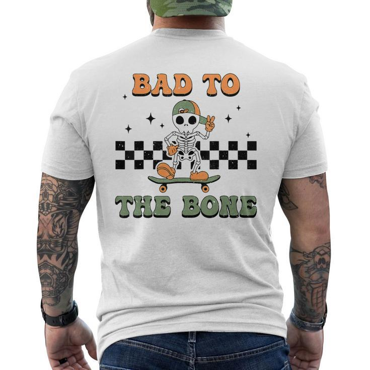 Skeleton Halloween Skateboard Bad To The Bone Toddler Boy Men's T-shirt Back Print