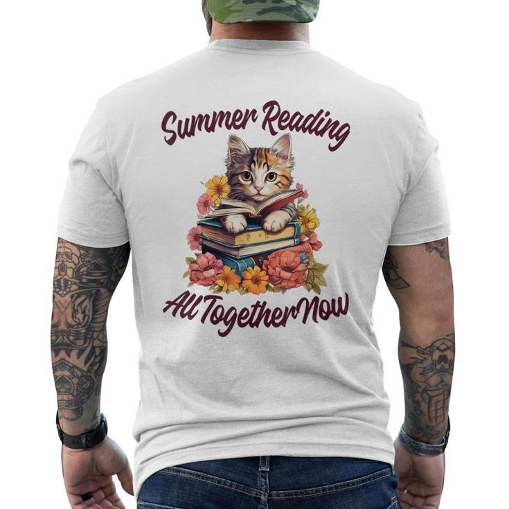 Summer Reading All Together 2023 Cat Books Now Library  Mens Back Print T-shirt