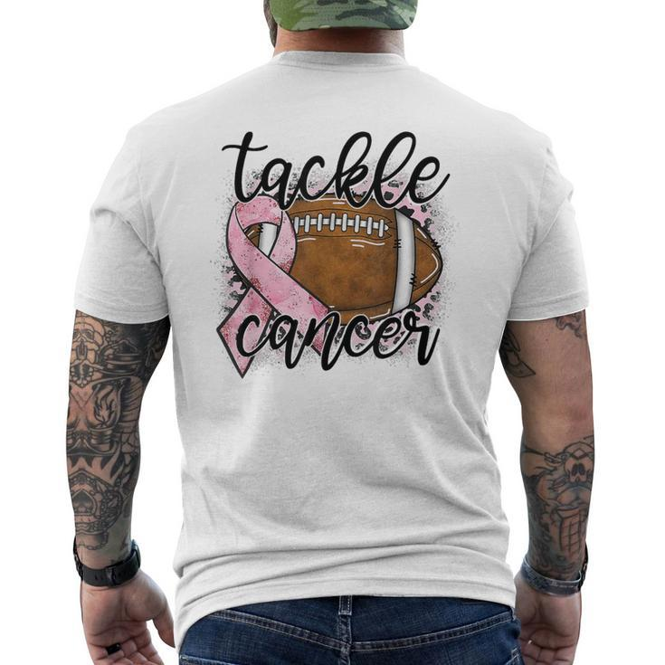 Tackle Breast Cancer Leopard Football Pink Ribbon Awareness Men's T-shirt Back Print