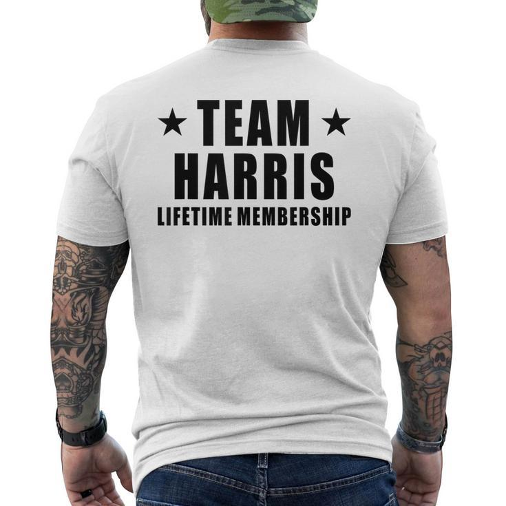 Team Harris Lifetime Membership Funny Family Last Name Men's Crewneck Short Sleeve Back Print T-shirt