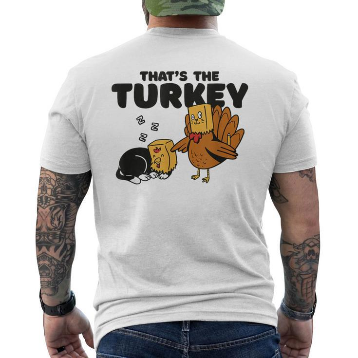 Thanksgiving Cat Fake Cat Thanksgiving Turkey Men's T-shirt Back Print
