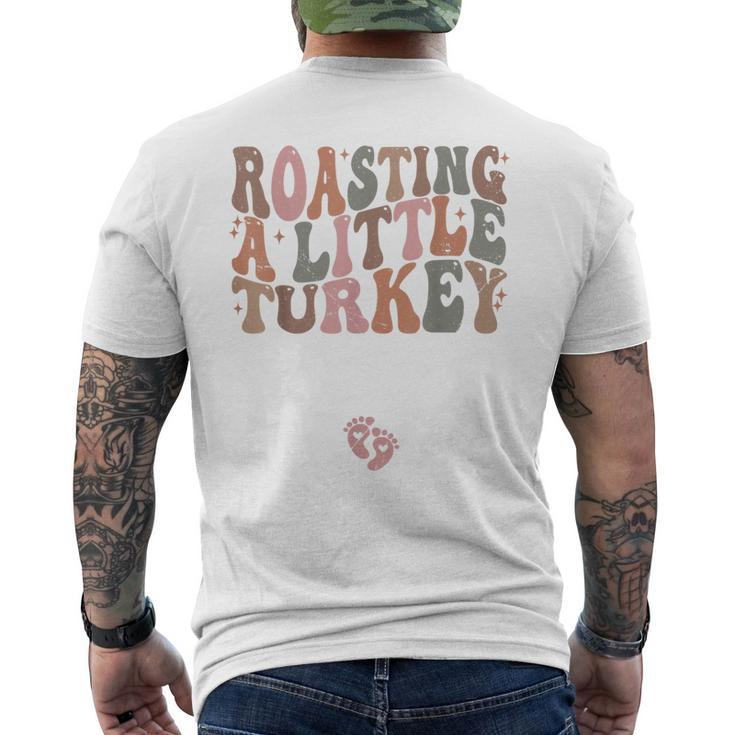 Thanksgiving Pregnancy Announcement Roasting A Little Turkey Men's T-shirt Back Print