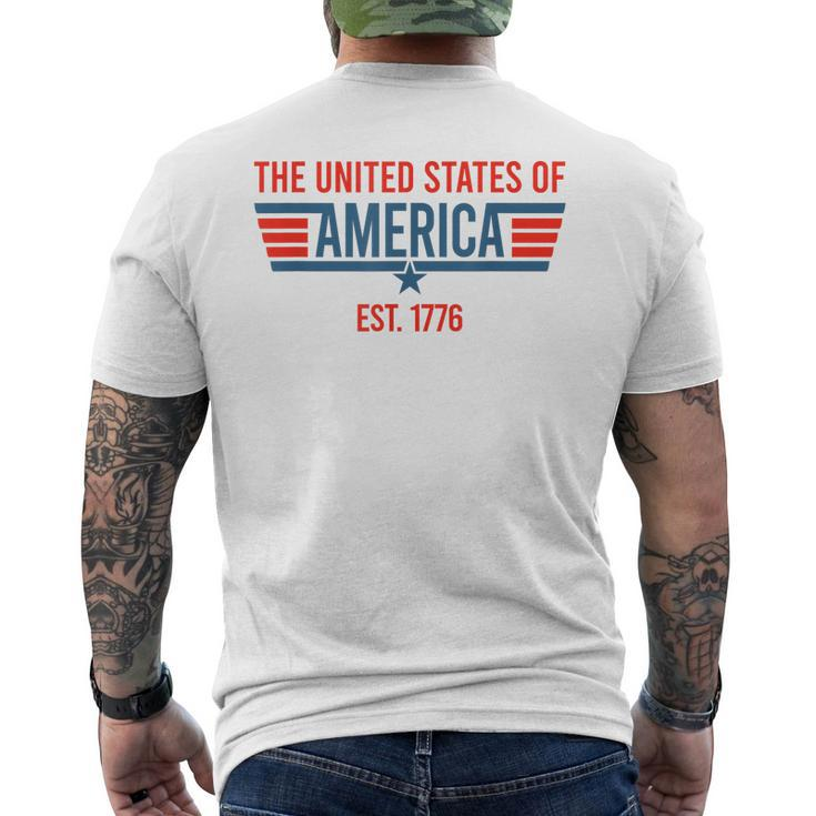 The United States Of America Est July 4Th 1776 Patriotic Usa  Mens Back Print T-shirt
