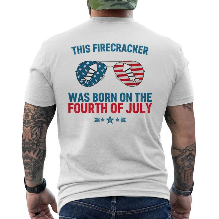 This Firecracker Was Born On The Fourth Of July Birthday  Men's Crewneck Short Sleeve Back Print T-shirt