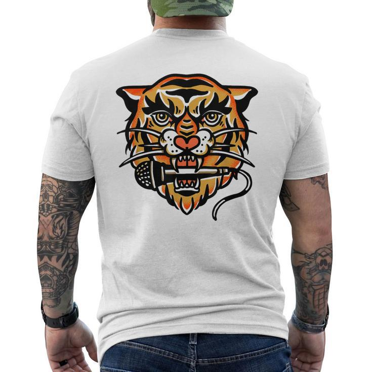 Tiger Microphone For Musician Singer Shred Guitar Man Men's T-shirt Back Print