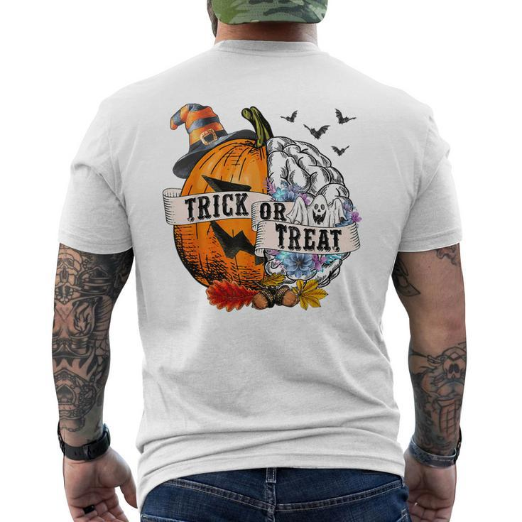 Trick Or Treat Pumpkin Mental Health Halloween Party Halloween Men's T-shirt Back Print
