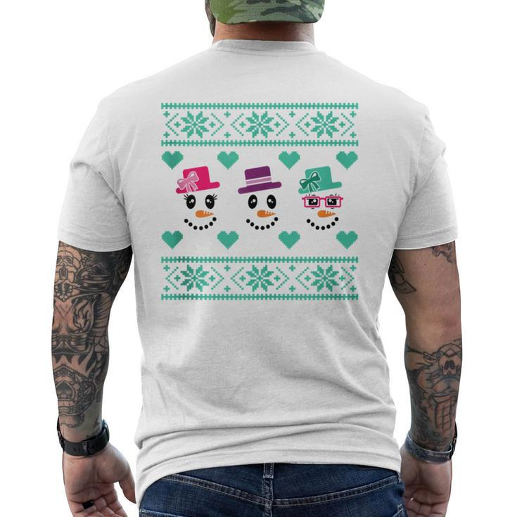 Ugly Christmas Sweater Style Snowmen Men's T-shirt Back Print