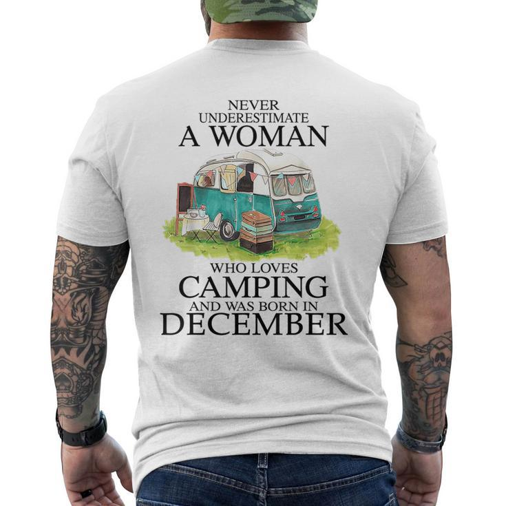 Never Underestimate Who Loves Camping December Men's T-shirt Back Print