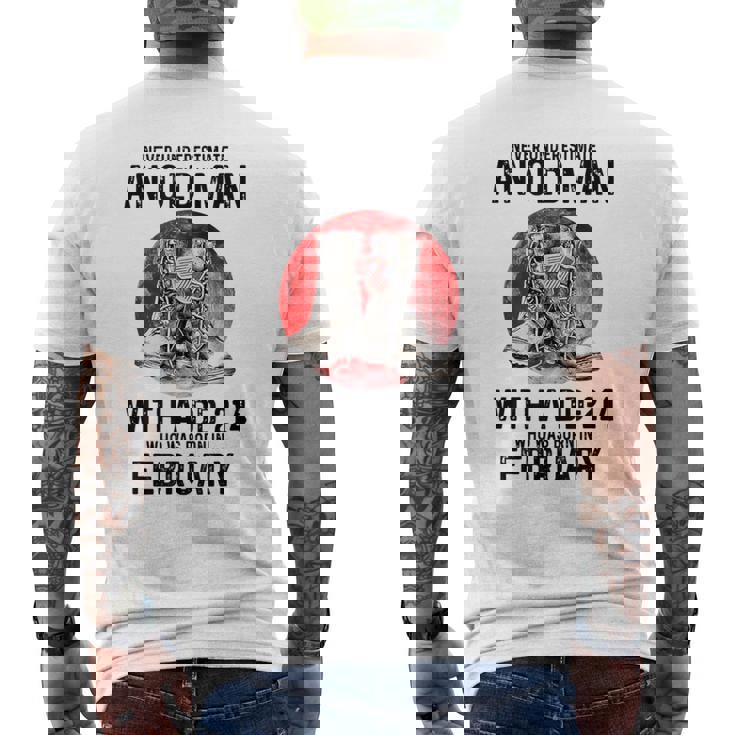 Never Underestimate An Old February Man With A Dd214 Men's T-shirt Back Print